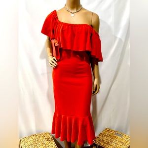 Sexy off the shoulder burnt orange dress 👗✨💕